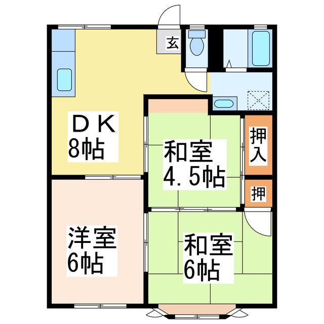沢ハイツ(3DK/1階)の間取り写真