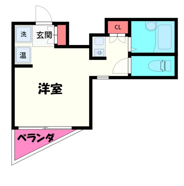 ヒルズ八王子(ワンルーム/2階)の間取り写真