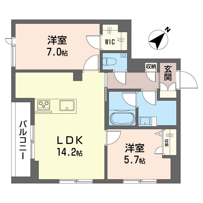 フォス 渋谷笹塚(2LDK/3階)の間取り写真