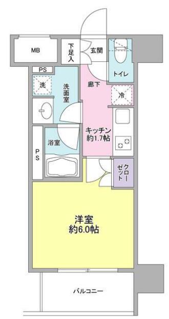 ル メイユ 横浜関内(1K/8階)の間取り写真