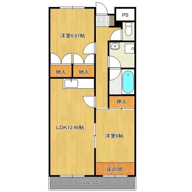 千波第一マンション(2LDK/3階)の間取り写真