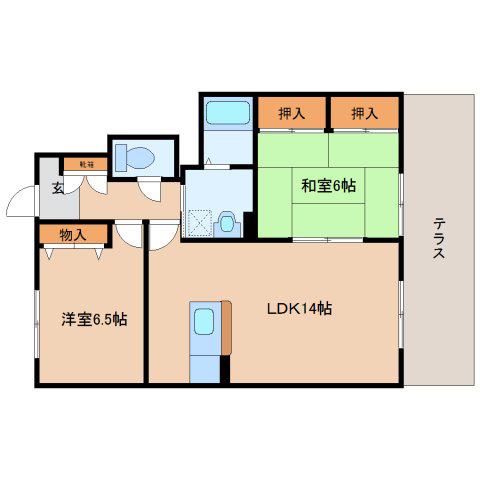 レスパスデュルポ堀内B(2LDK/1階)の間取り写真