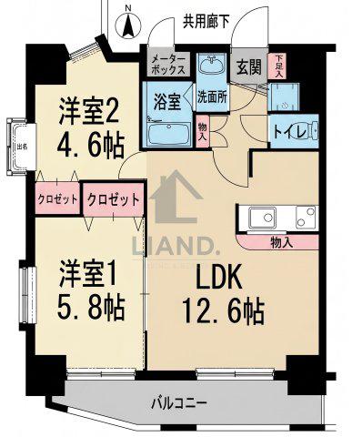 クリエート白金(2LDK/4階)の間取り写真