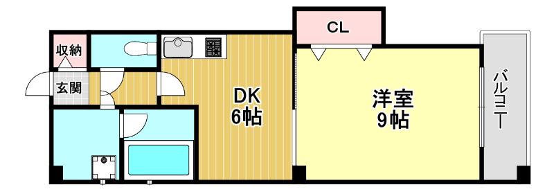 ライフツクダ ワン(1DK/2階)の間取り写真