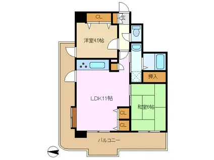 フローレンスパレスリバーステージ鴨居(2LDK/5階)の間取り写真