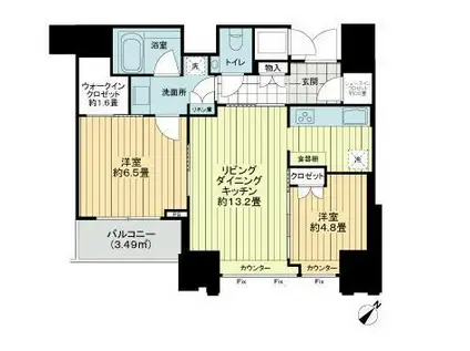 THE ROPPONGI TOKYO CLUB RESIDENCE(2LDK/14階)の間取り写真