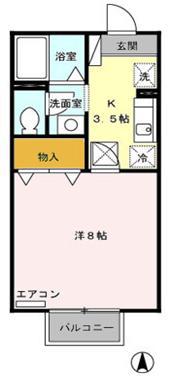 グランドール桜(1K/1階)の間取り写真