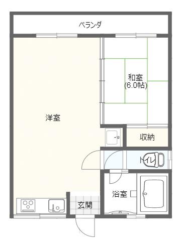 コーポうしじま P1台付(1LDK/2階)の間取り写真
