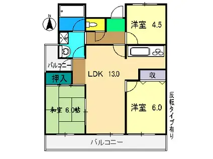 ダイアパレス中宝永町(3LDK/8階)の間取り写真