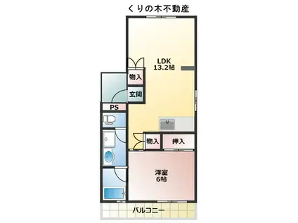 ルミウス片山III(1LDK/4階)の間取り写真