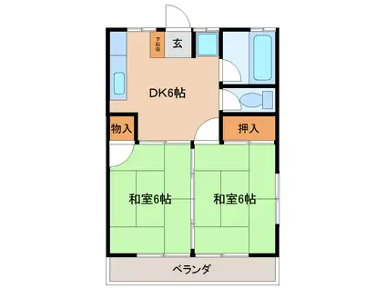 七曲ハイツ(2DK/2階)の間取り写真