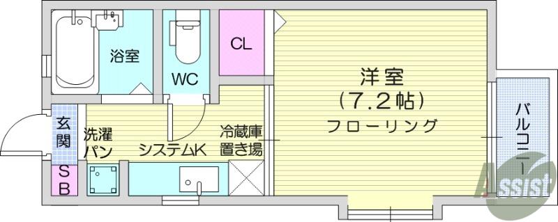 ドミールHAMADA(1K/1階)の間取り写真