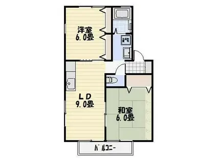 グレイス・アビデB棟(2DK/1階)の間取り写真