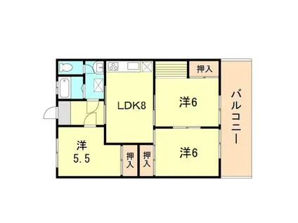 熊野サンハイツ(3LDK/1階)の間取り写真