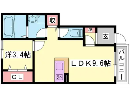 クリスタルハイツ土山(1LDK/1階)の間取り写真