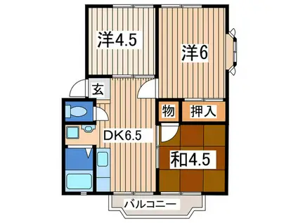 ロングエステートハウス(3DK/2階)の間取り写真
