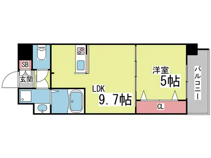 スプランディッド王子公園(1LDK/3階)の間取り写真