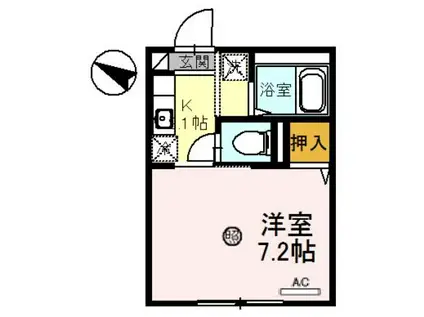 れんげハイツ(1K/1階)の間取り写真