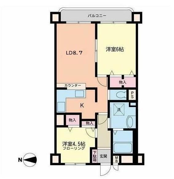 第三富喜マンション(2LDK/5階)の間取り写真