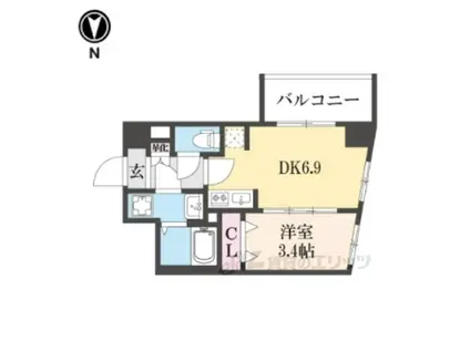 ファステート京都東寺グラン(1DK/6階)の間取り写真
