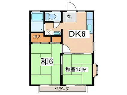 メゾン豊岡(2DK/1階)の間取り写真