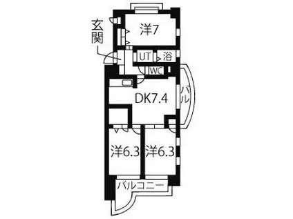フェリーチェ勝川(3DK/8階)の間取り写真
