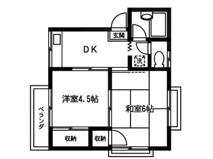 五十畑コーポ(2DK/2階)の間取り写真