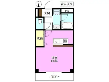 KOMATSUマンション(ワンルーム/2階)の間取り写真