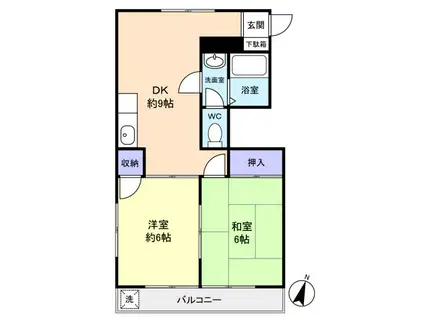 習志野台タウンマンション(2DK/2階)の間取り写真