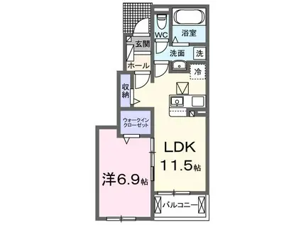 エクシード・ヴィラ津屋崎I(1LDK/1階)の間取り写真