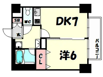 プリマベーラ神戸(1DK/3階)の間取り写真