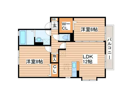 ヤマイチアパート玉川(3DK/2階)の間取り写真