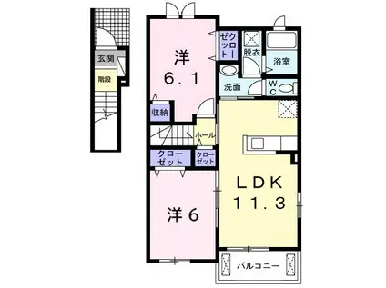 サンヴェール大芝II B(2LDK/2階)の間取り写真