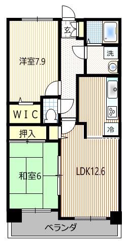 エムハーベストリッジ(2LDK/5階)の間取り写真