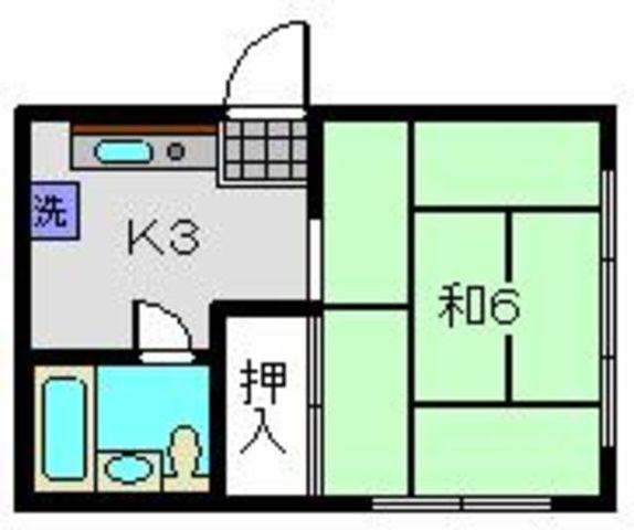 YTハイム(1K/2階)の間取り写真