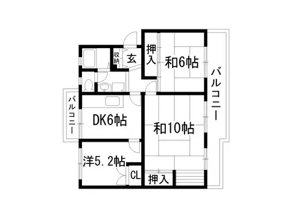 中山五月台14号棟(3DK/2階)の間取り写真