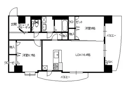 ヴィンチトーレ博多(2LDK/2階)の間取り写真