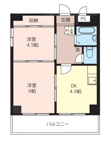 オリンピア井荻(2DK/4階)の間取り写真