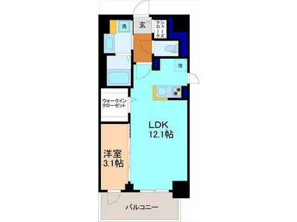 LUNEDAGE(1LDK/7階)の間取り写真