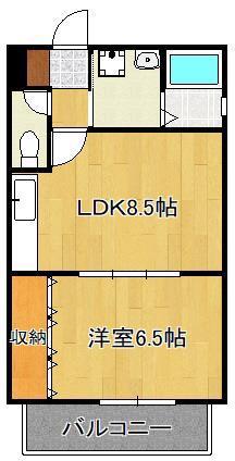 トレゾア湯川新町 A棟(1LDK/2階)の間取り写真