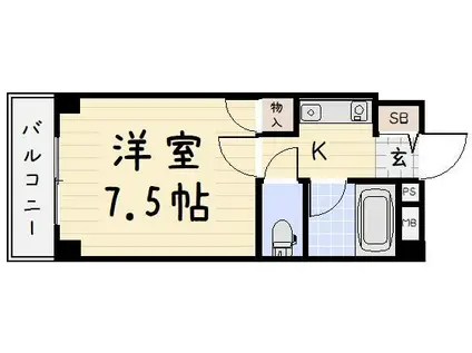 コンドミニアム北九大前(1K/3階)の間取り写真