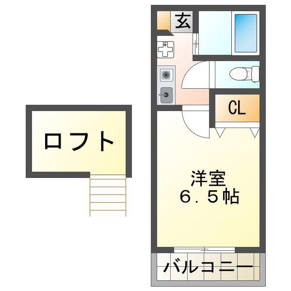 グラシア高丸(1K/2階)の間取り写真