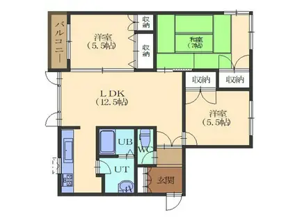 エンドレス五稜郭B(3LDK/2階)の間取り写真