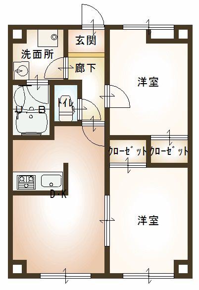 パルティールII番館(2DK/5階)の間取り写真