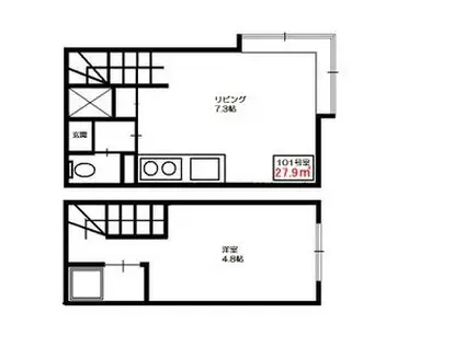 ピーチハウス 学生さん対象マンション(1DK/2階)の間取り写真