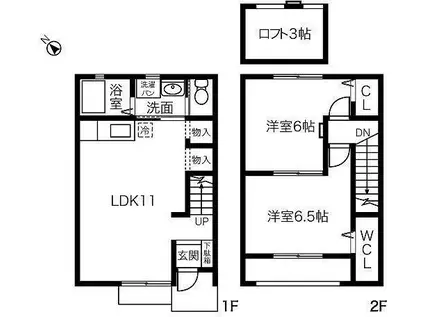 名鉄西尾線 福地駅 徒歩52分 2階建 築19年(2LDK/1階)の間取り写真