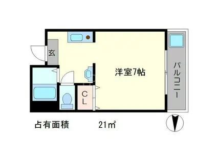 カーサあすか(1K/2階)の間取り写真