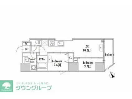 GRAN PASEO 蔵前II(2LDK/7階)の間取り写真