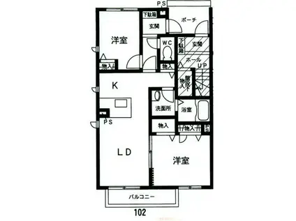 グライヒハイト(2LDK/1階)の間取り写真