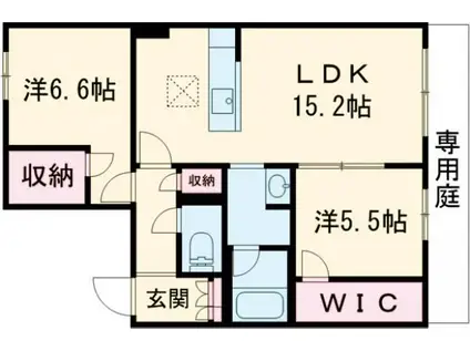 シャーメゾン壺川(2LDK/1階)の間取り写真